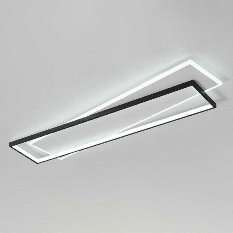 Luminaire de plafond rectangulaire noir-blanc, luminaire encastré en acrylique à LED Simple