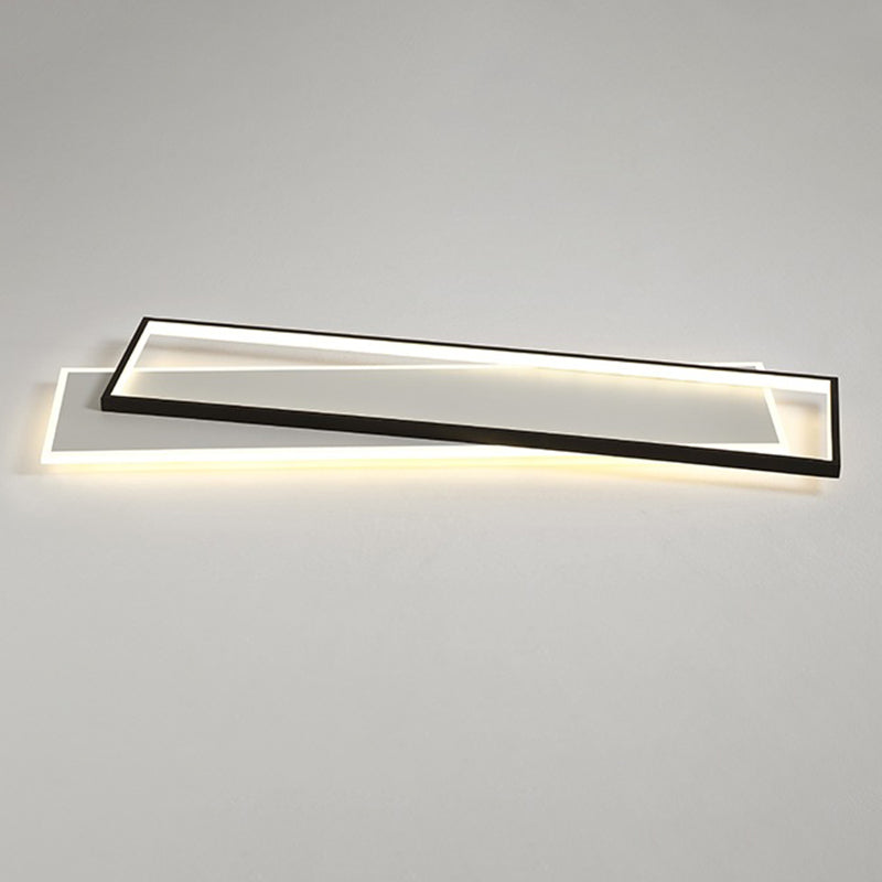 Luminaire de plafond rectangulaire noir-blanc, luminaire encastré en acrylique à LED Simple