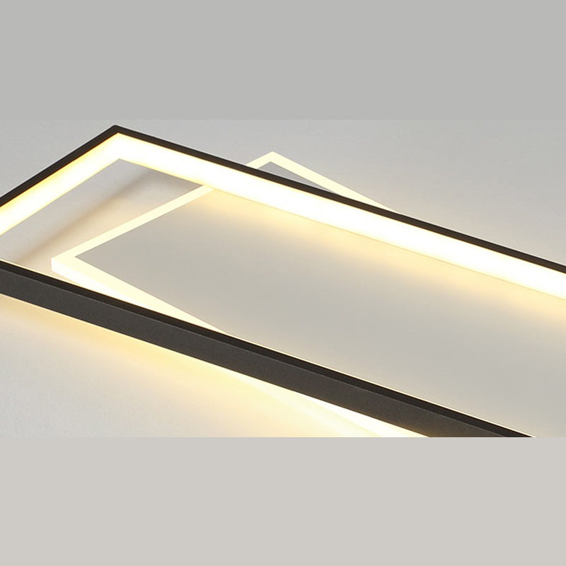Luminaire de plafond rectangulaire noir-blanc, luminaire encastré en acrylique à LED Simple