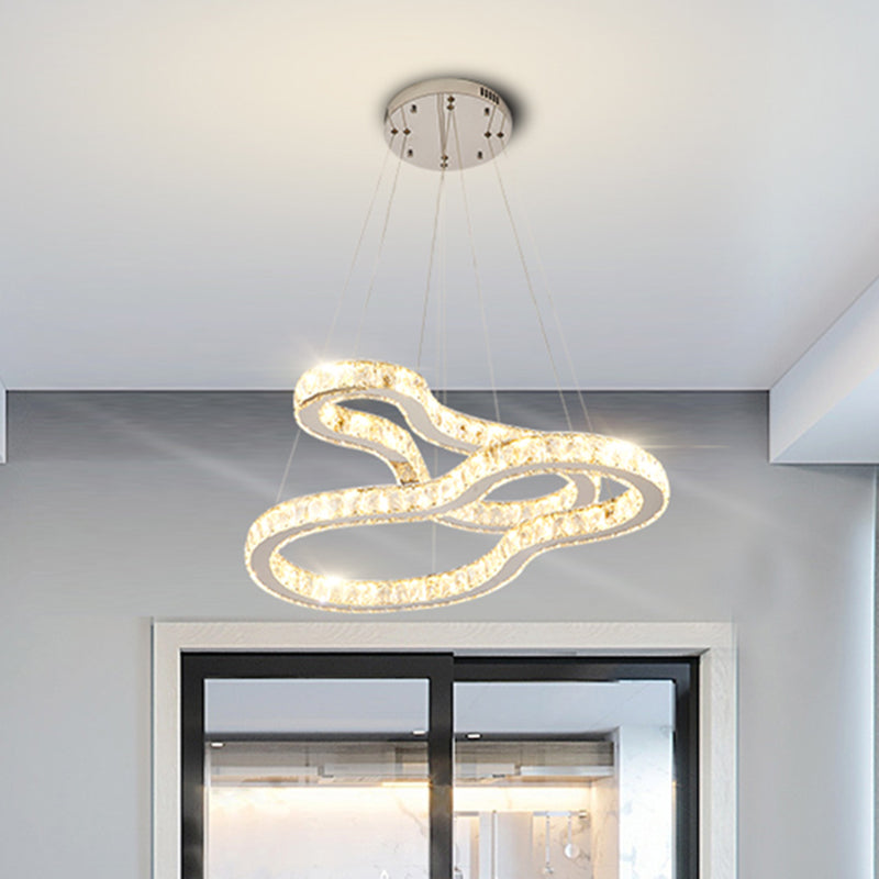 Ligera de lámpara de Chrome 2 Tiers Modernismo Biselado Cristal LED LEULDACE PARA DORMITORIO