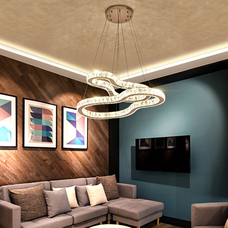 Ligera de lámpara de Chrome 2 Tiers Modernismo Biselado Cristal LED LEULDACE PARA DORMITORIO