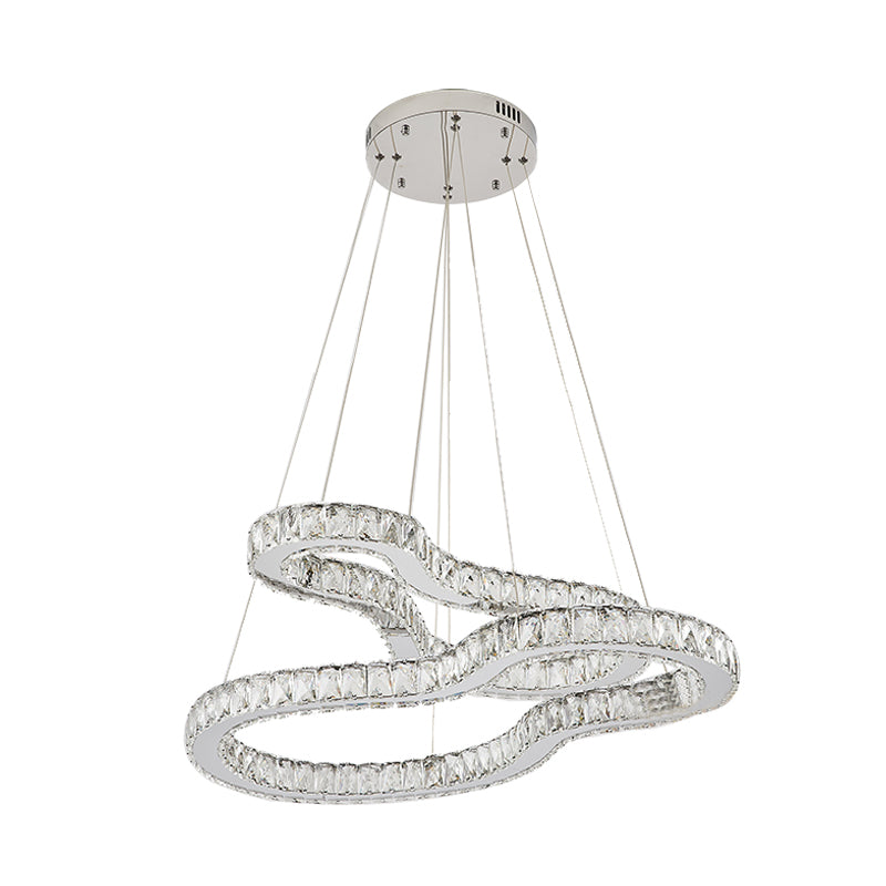 Ligera de lámpara de Chrome 2 Tiers Modernismo Biselado Cristal LED LEULDACE PARA DORMITORIO