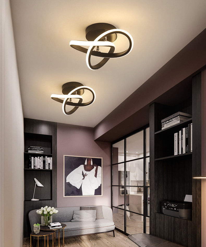 Modern Minimalism LED Ceiling Lighting Metal Geometric Frame Semi Flush Mount Lighting for Hallway