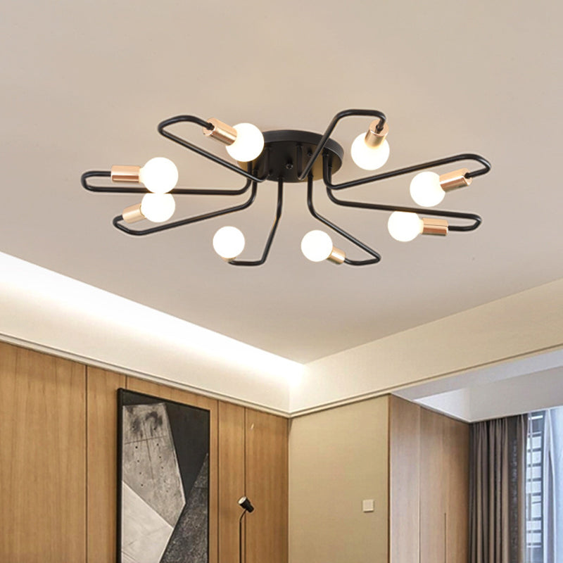 Sputnik Metal Semi Flush Mount in Industrial Retro Style Ceiling Fixture for Living Room