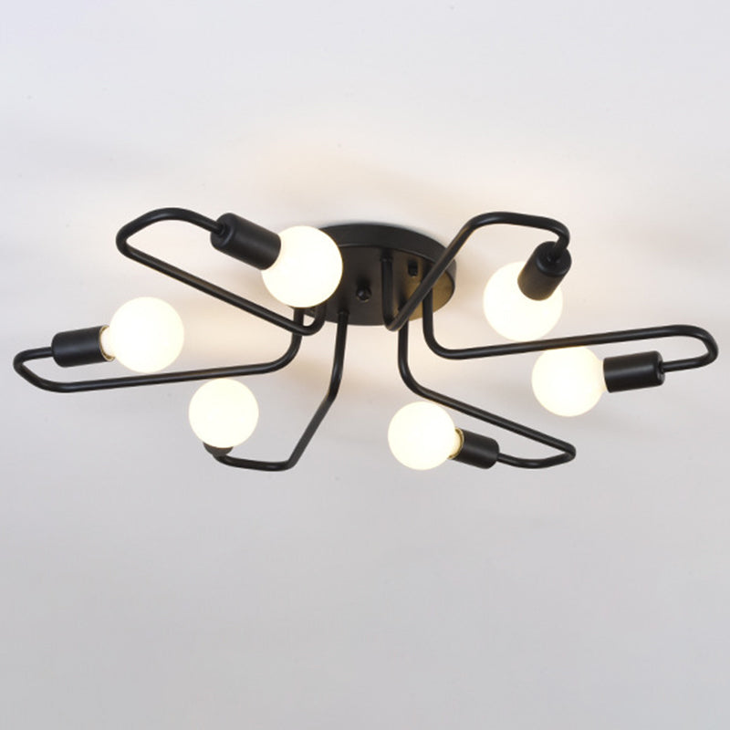 Sputnik Metal Semi Flush Mount in Industrial Retro Style Ceiling Fixture for Living Room