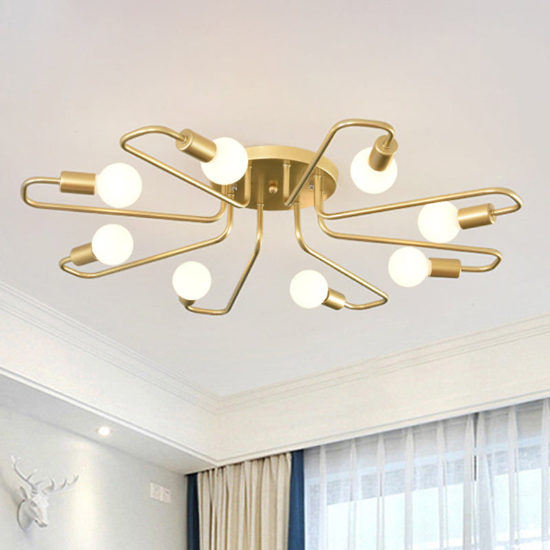 Sputnik Metal Semi Flush Mount in Industrial Retro Style Ceiling Fixture for Living Room
