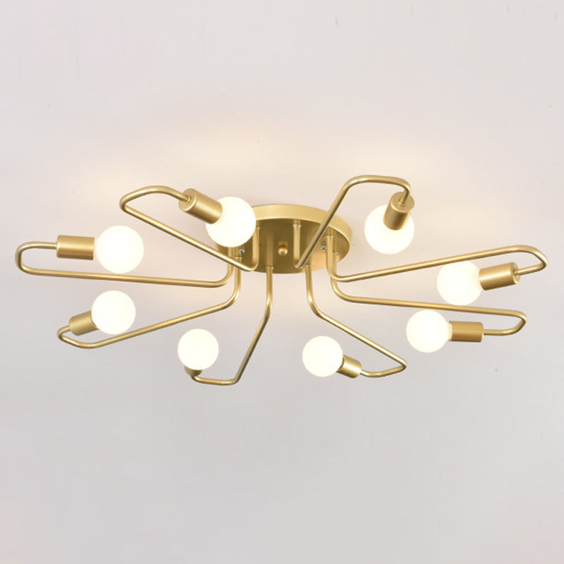 Sputnik Metal Semi Flush Mount in Industrial Retro Style Ceiling Fixture for Living Room
