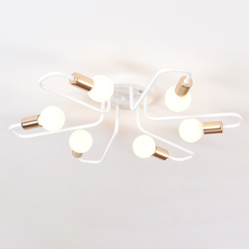 Sputnik Metal Semi Flush Mount in Industrial Retro Style Ceiling Fixture for Living Room