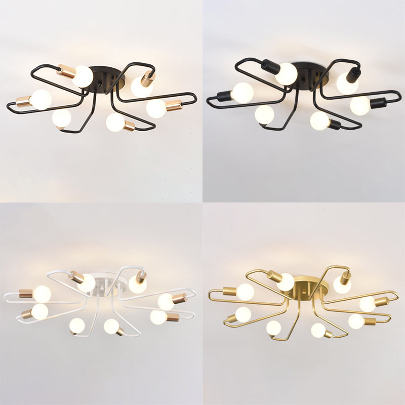 Sputnik Metal Semi Flush Mount in Industrial Retro Style Ceiling Fixture for Living Room
