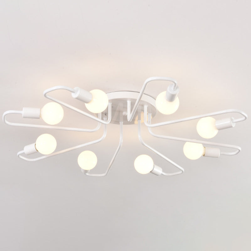 Sputnik Metal Semi Flush Mount in Industrial Retro Style Ceiling Fixture for Living Room