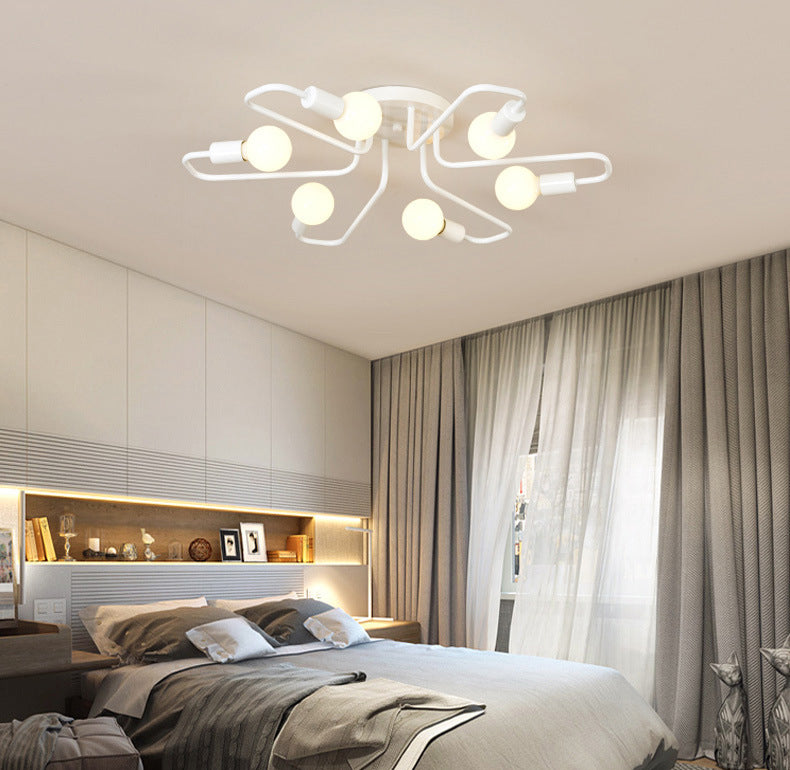 Sputnik Metal Semi Flush Mount in Industrial Retro Style Ceiling Fixture for Living Room