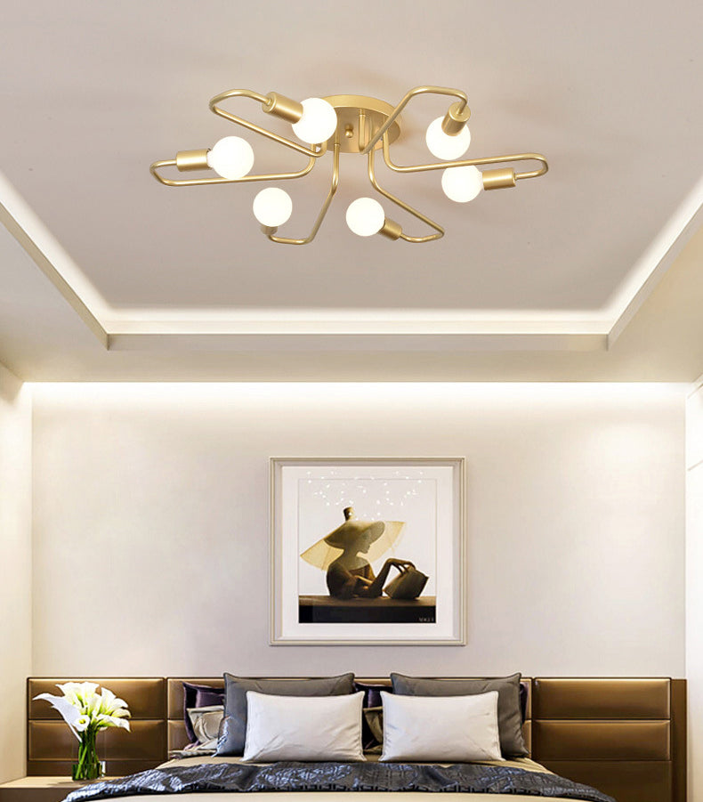 Sputnik Metal Semi Flush Mount in Industrial Retro Style Ceiling Fixture for Living Room