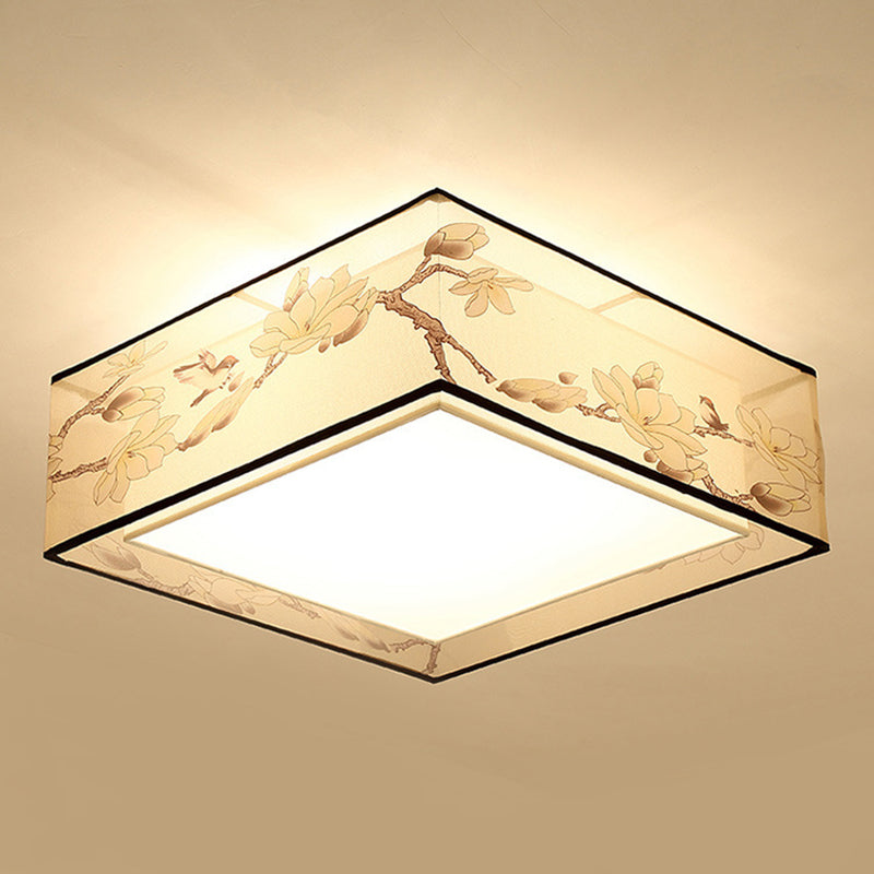 Luminaire encastré carré plafonnier encastré traditionnel en tissu beige
