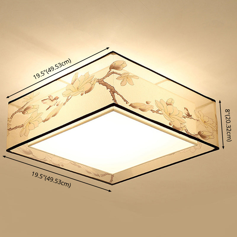 Luminaire encastré carré plafonnier encastré traditionnel en tissu beige