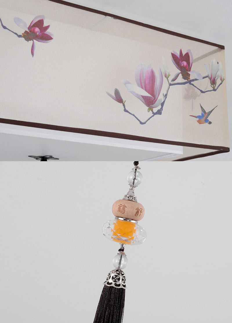 Flush Mount Lighting Fixture Traditional Geometric Fabric Flush Ceiling Light Fixture in White