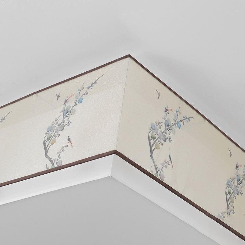 Lampe à encastrer traditionnelle pour chambre à coucher avec abat-jour en tissu géométrique en blanc