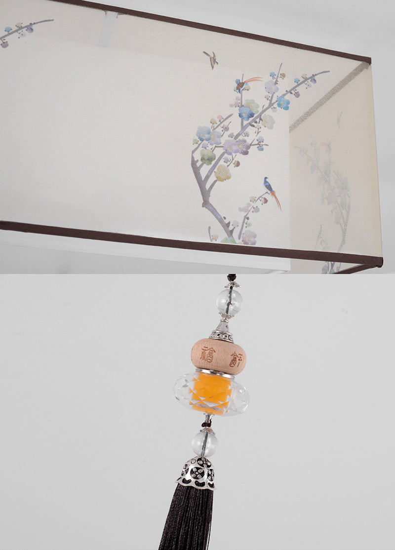 Lampe à encastrer traditionnelle pour chambre à coucher avec abat-jour en tissu géométrique en blanc