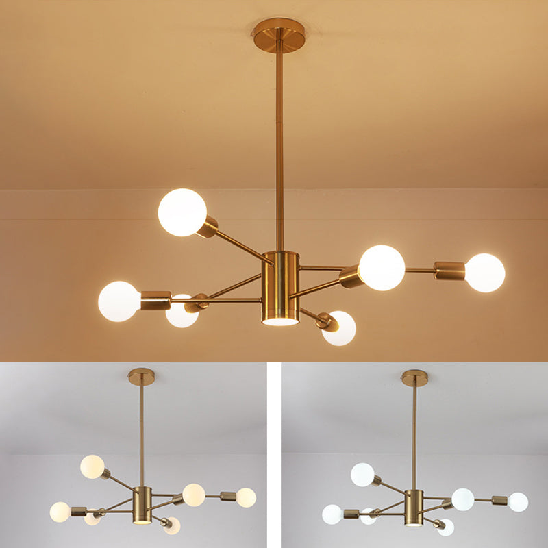 Electroplated Gold Nordic Style Lighting Chandelier with LED Spotlight Multi-lights Dining Room Lighting Fixture