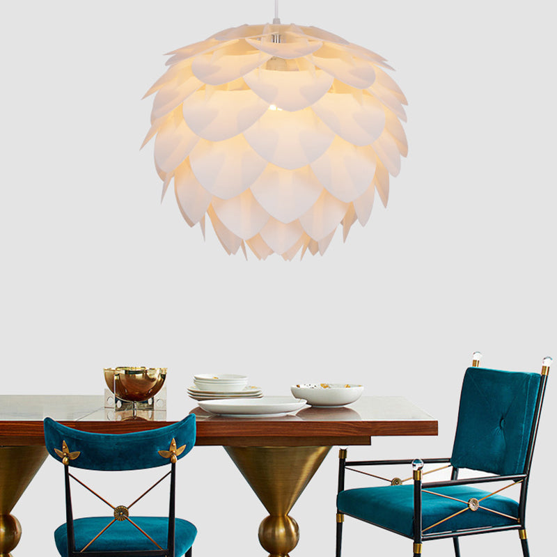 Pinecone Acrylic Pendant Lighting Simplicity Style White Hanging Ceiling Light for Living Room