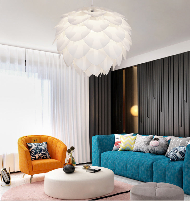 Pinecone Acrylic Pendant Lighting Simplicity Style White Hanging Ceiling Light for Living Room