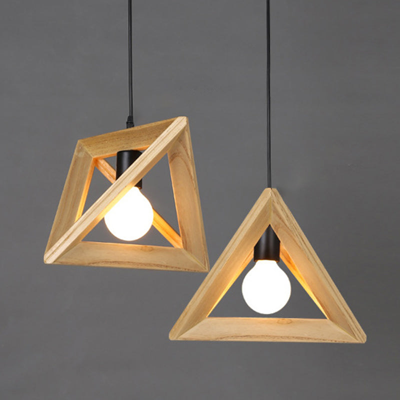 Asiatischer Stil zeitgenössischer Anhänger leichter hölzerne Stativ Kronleuchter Eisenlampenkörper für Schlafzimmer