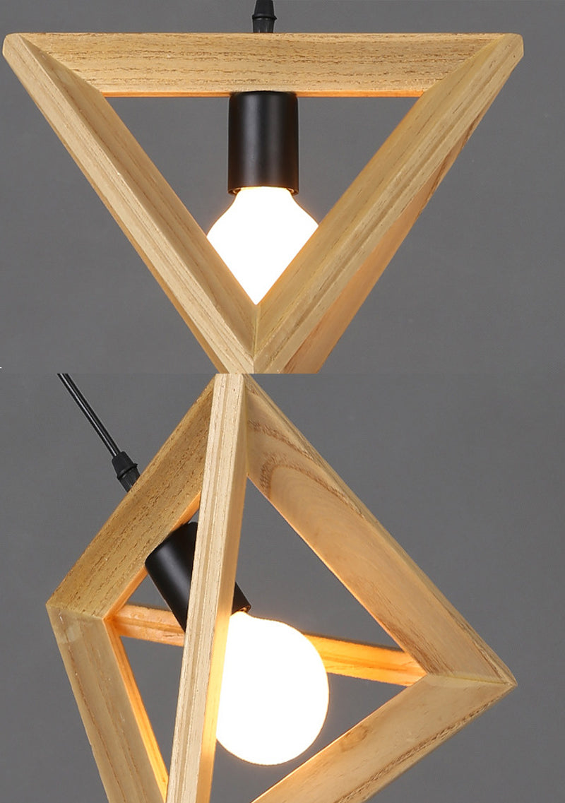 Asiatischer Stil zeitgenössischer Anhänger leichter hölzerne Stativ Kronleuchter Eisenlampenkörper für Schlafzimmer