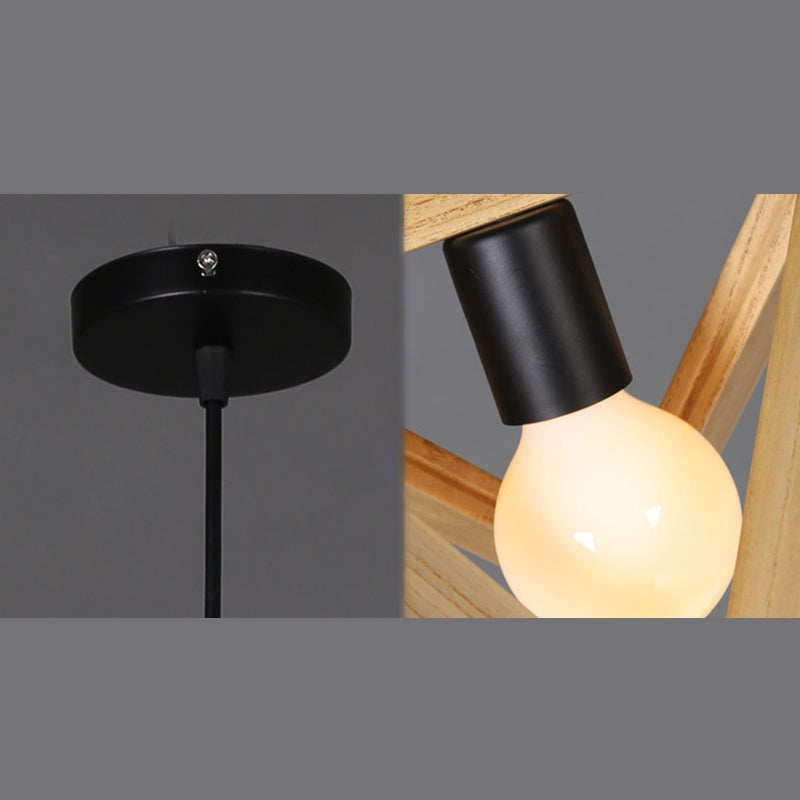 Asiatischer Stil zeitgenössischer Anhänger leichter hölzerne Stativ Kronleuchter Eisenlampenkörper für Schlafzimmer