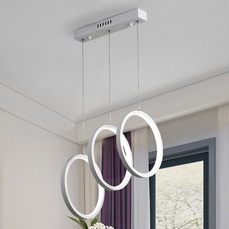 Kreise Esszimmer hängende Anhänger leichte Metall LED Einfachheit Deckenheizlicht in Weiß