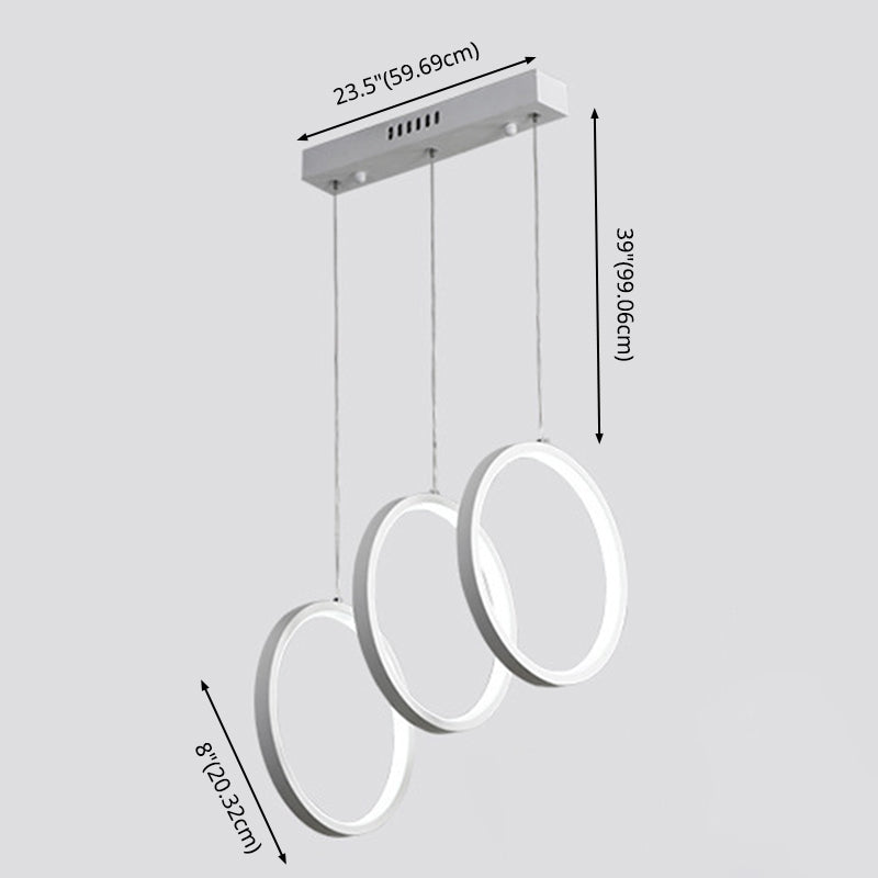 Kreise Esszimmer hängende Anhänger leichte Metall LED Einfachheit Deckenheizlicht in Weiß