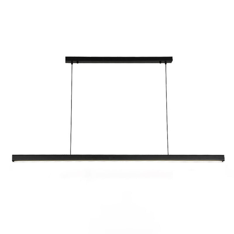 Black Long Strip Minimalism LED Island Light Aluminum + Walnut Nordic Style Suspension Lighting Fixture for Dining Room