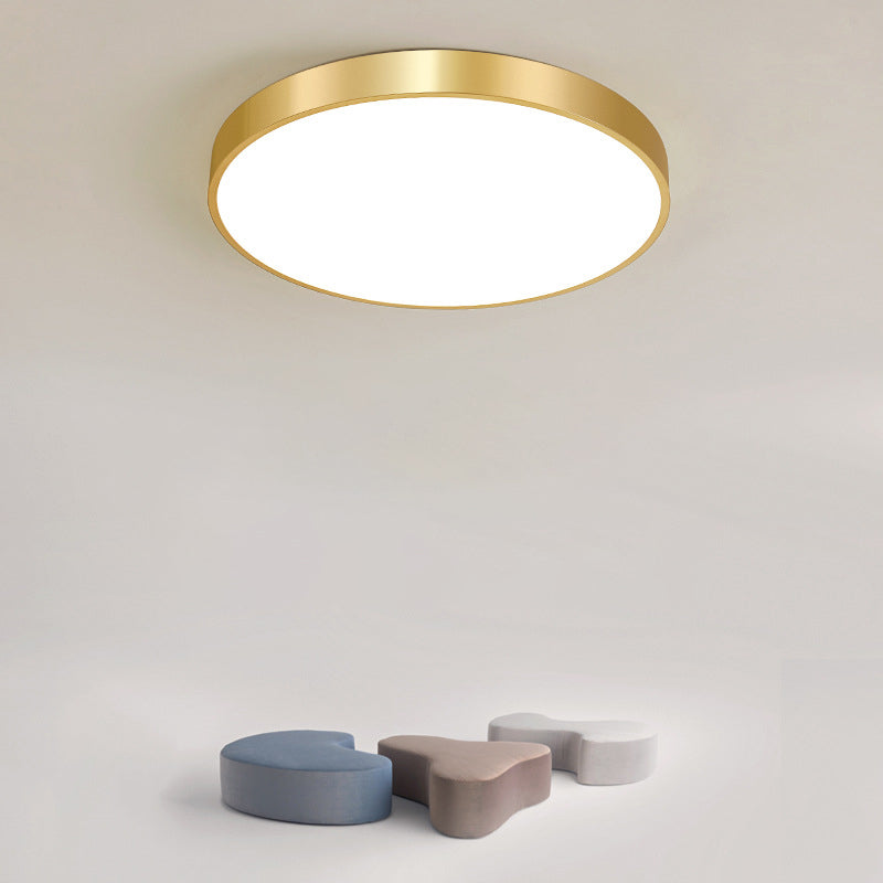 Gold Drum Metal Flush Mount Ceiling Lighting Modern Minimalist Style LED Living Room Flush Lamp