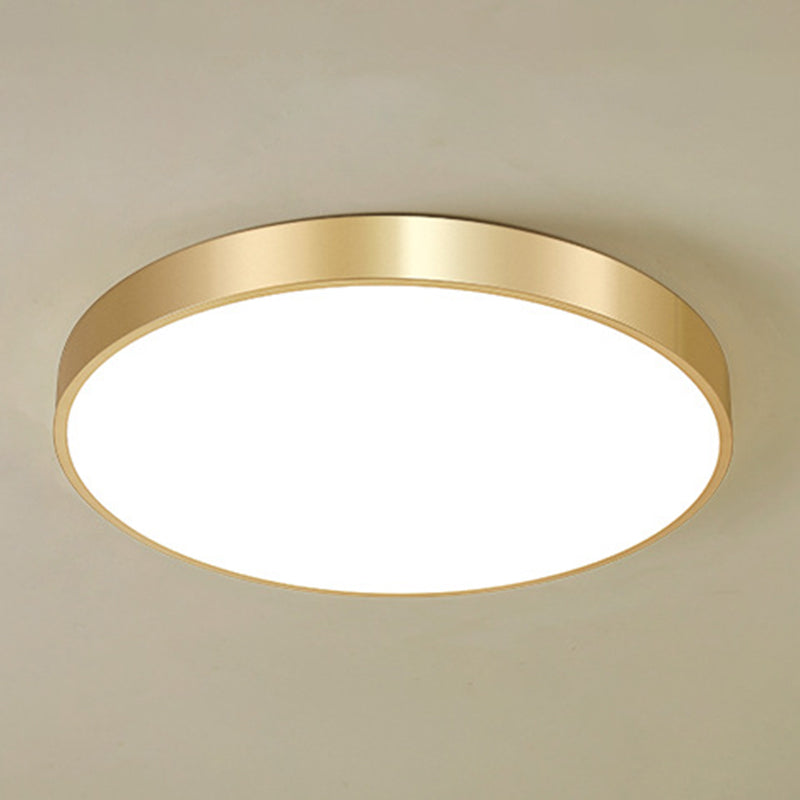 Gold Drum Metal Flush Mount Ceiling Lighting Modern Minimalist Style LED Living Room Flush Lamp