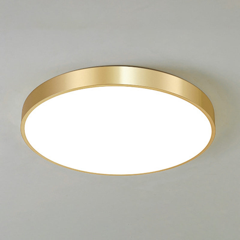 Gold Drum Metal Flush Mount Ceiling Lighting Modern Minimalist Style LED Living Room Flush Lamp