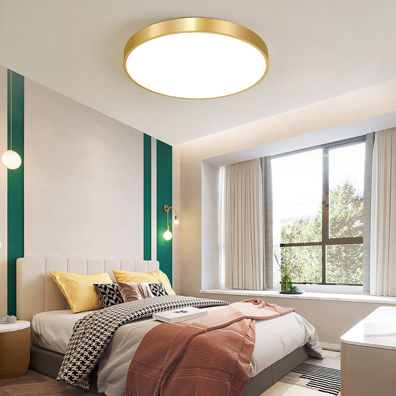 Gold Drum Metal Flush Mount Ceiling Lighting Modern Minimalist Style LED Living Room Flush Lamp