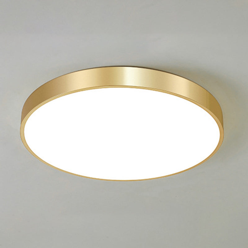 Gold Drum Metal Flush Mount Ceiling Lighting Modern Minimalist Style LED Living Room Flush Lamp