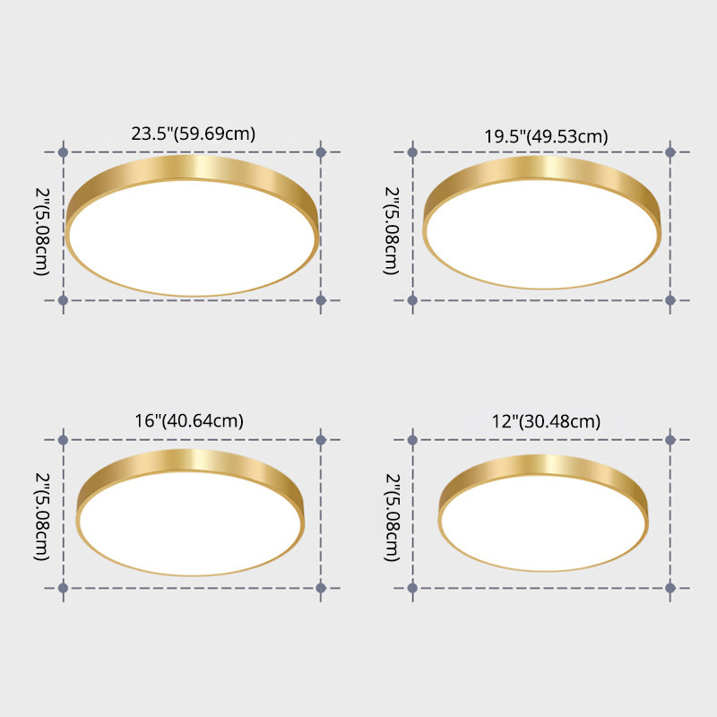 Gold Drum Metal Flush Mount Ceiling Lighting Modern Minimalist Style LED Living Room Flush Lamp