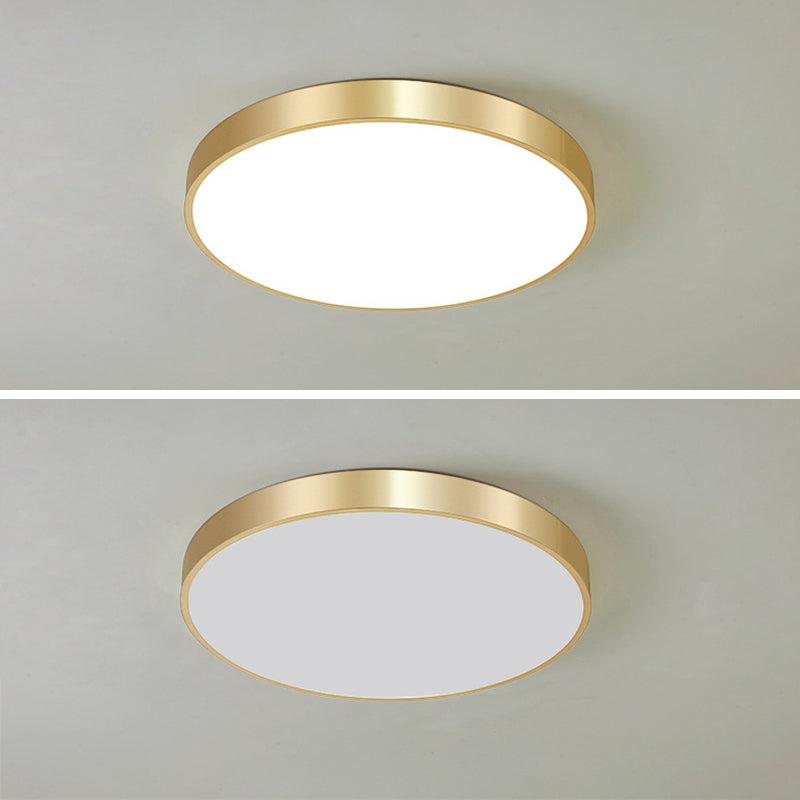 Gold Drum Metal Flush Mount Ceiling Lighting Modern Minimalist Style LED Living Room Flush Lamp