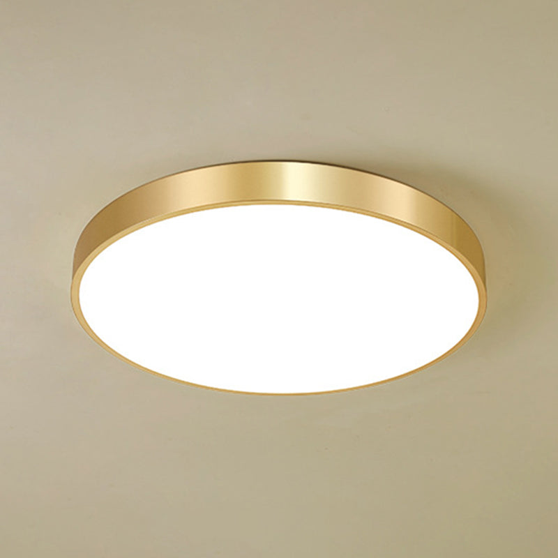 Gold Drum Metal Flush Mount Ceiling Lighting Modern Minimalist Style LED Living Room Flush Lamp