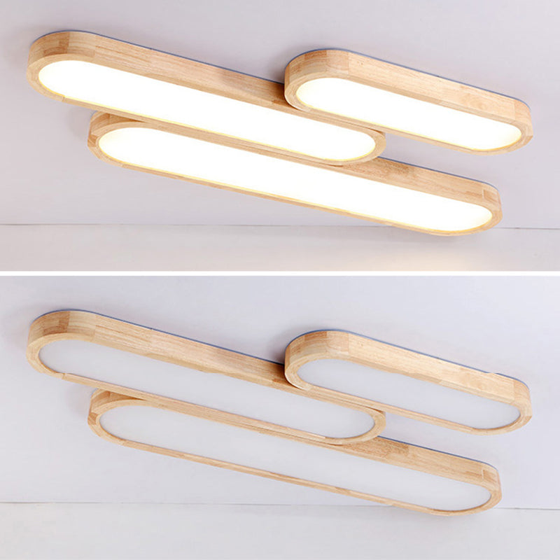 Modern Linear Flush Mount Ceiling Light Fixture Wood Flush Chandelier