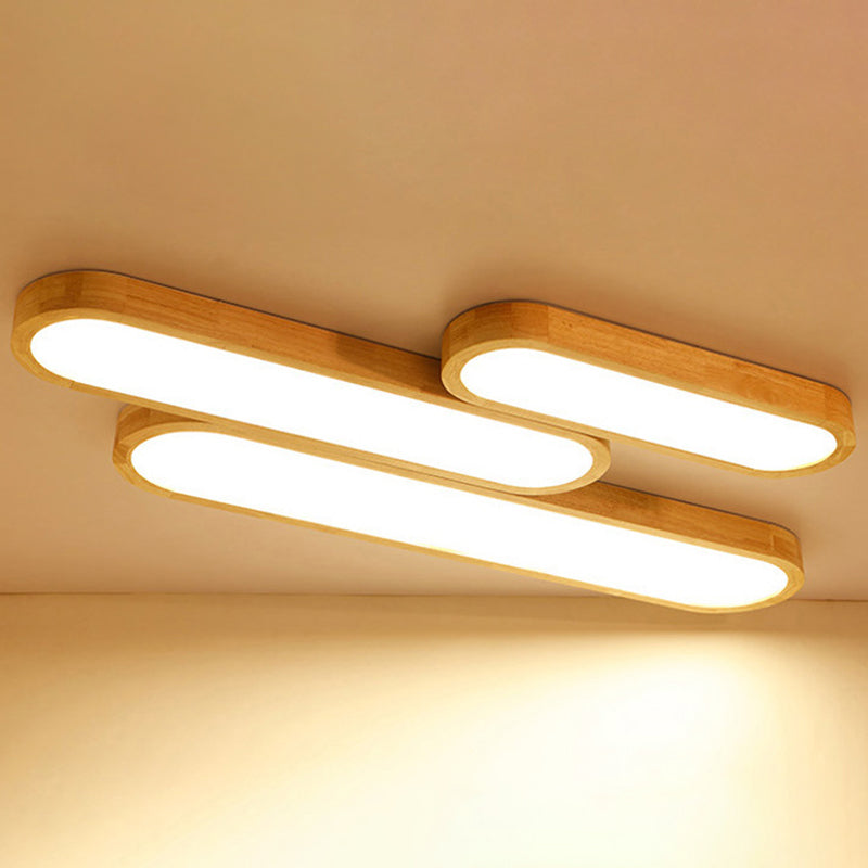 Modern Linear Flush Mount Ceiling Light Fixture Wood Flush Chandelier
