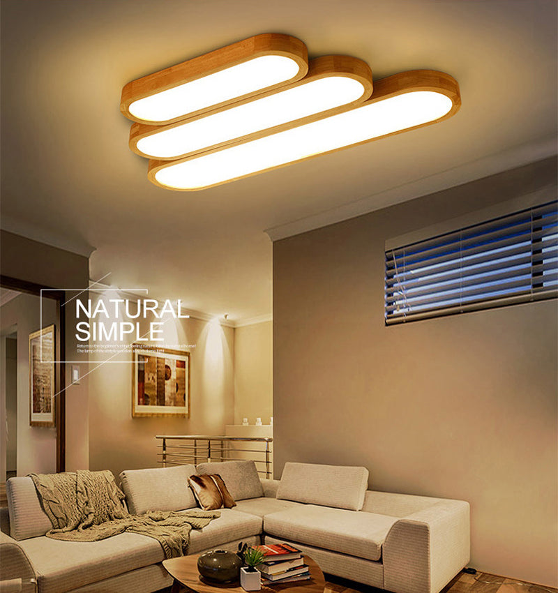 Modern Linear Flush Mount Ceiling Light Fixture Wood Flush Chandelier