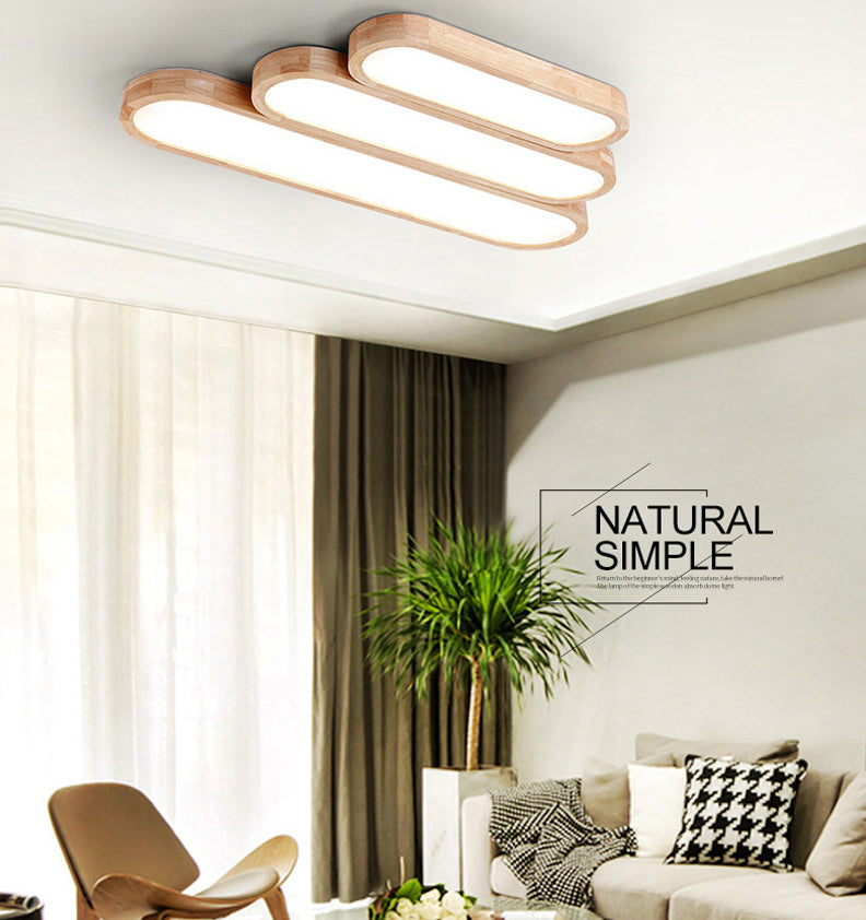 Modern Linear Flush Mount Ceiling Light Fixture Wood Flush Chandelier