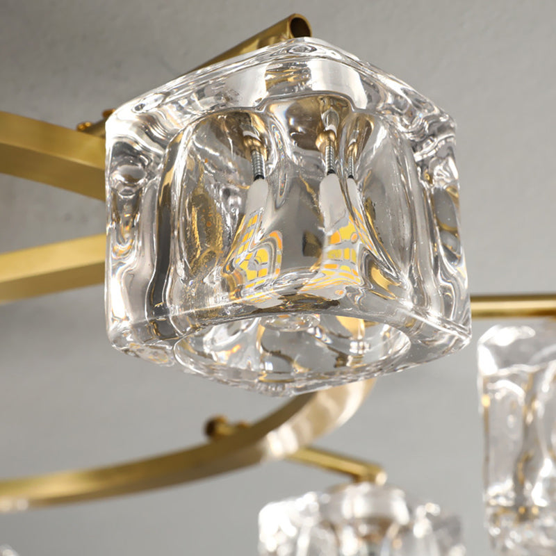 Modern Circular Ceiling Mount Light Fixture Crystal 12 Lights Ceiling Light