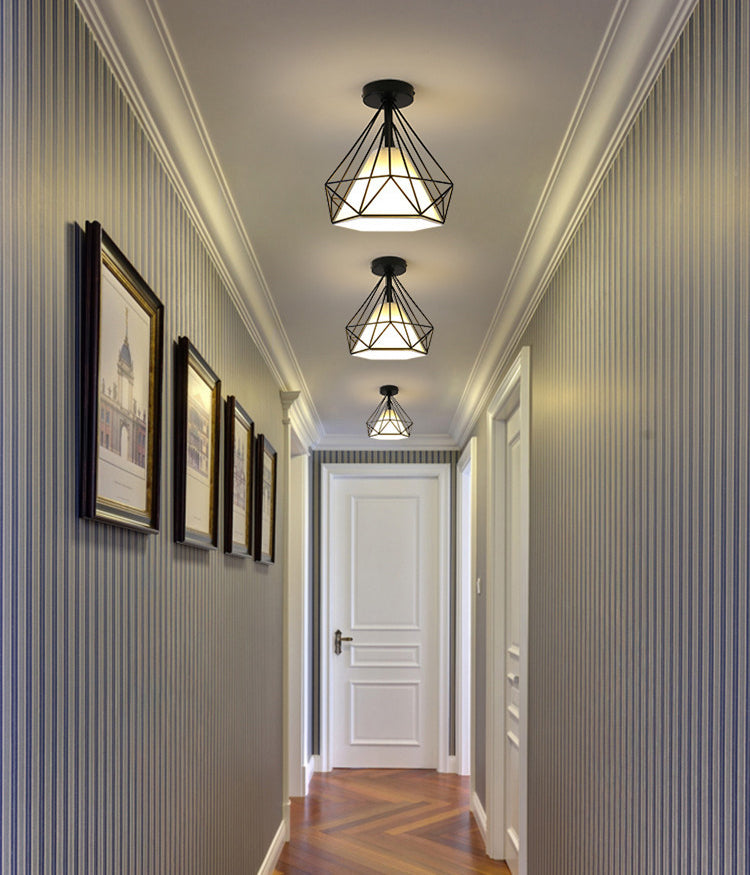 Cage Metal Ceiling Mount Light Fixture Industrial 1 Light Ceiling Lighting