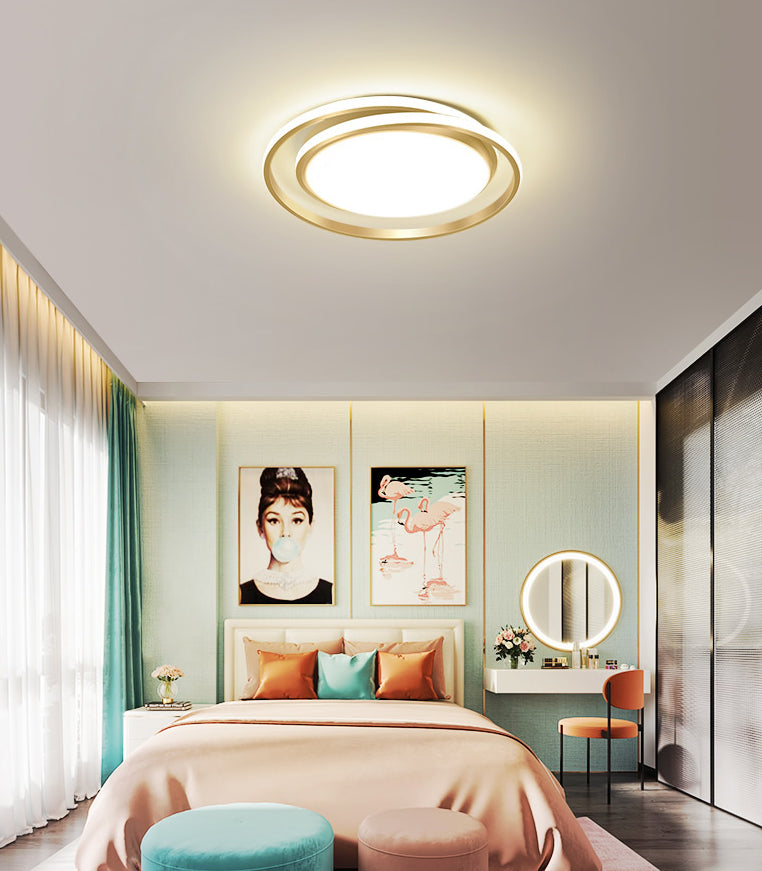 Modern Minimalist Metal Flush Mount Ceiling Lamp Round Shape LED Flush Mount Lighting for Bedroom
