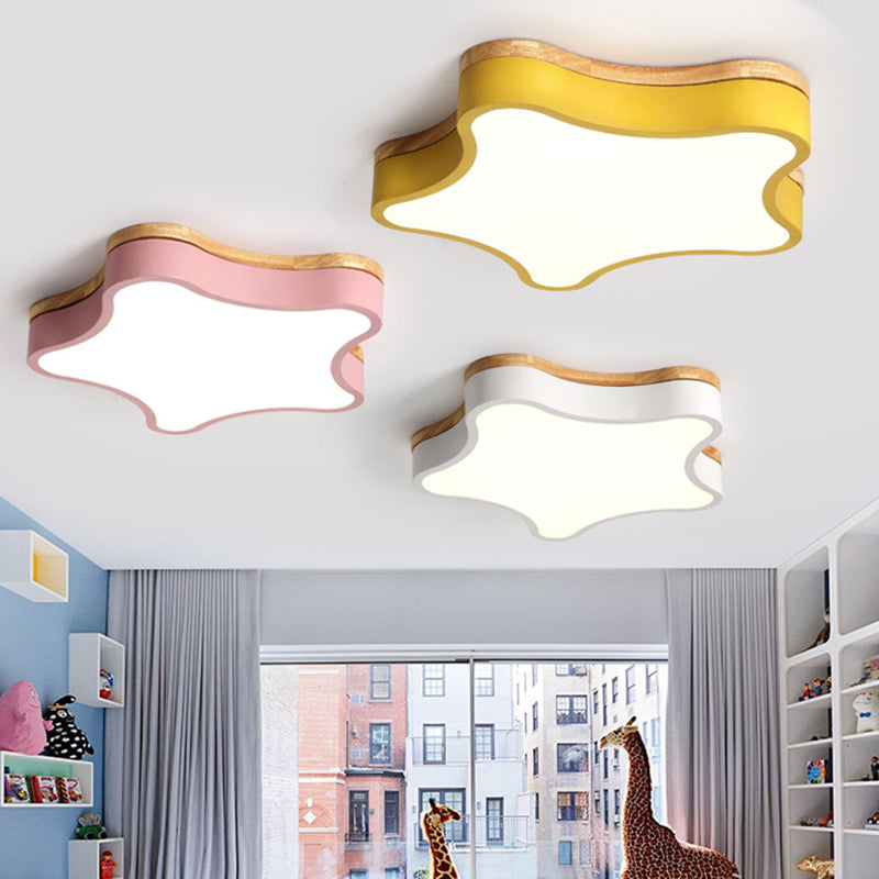 Nordic Macaron Schlafzimmer Deckenleuchte Sternform Gummi Holz Acryl Lampenschirm Kinderzimmer