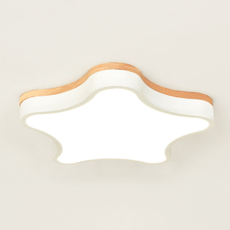 Nordic Macaron Schlafzimmer Deckenleuchte Sternform Gummi Holz Acryl Lampenschirm Kinderzimmer