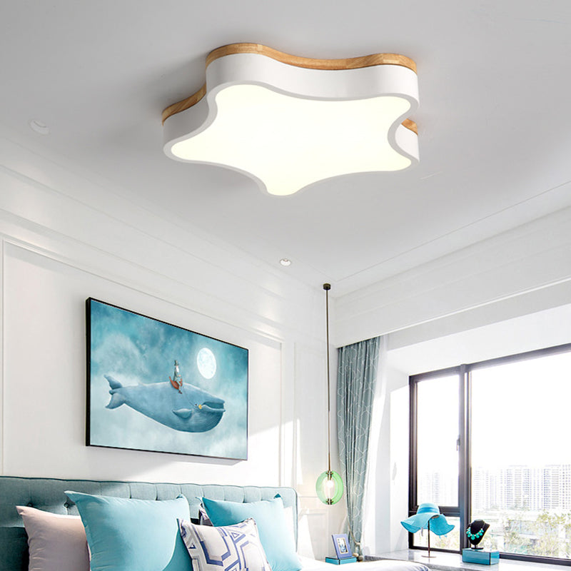 Nordic Macaron Schlafzimmer Deckenleuchte Sternform Gummi Holz Acryl Lampenschirm Kinderzimmer