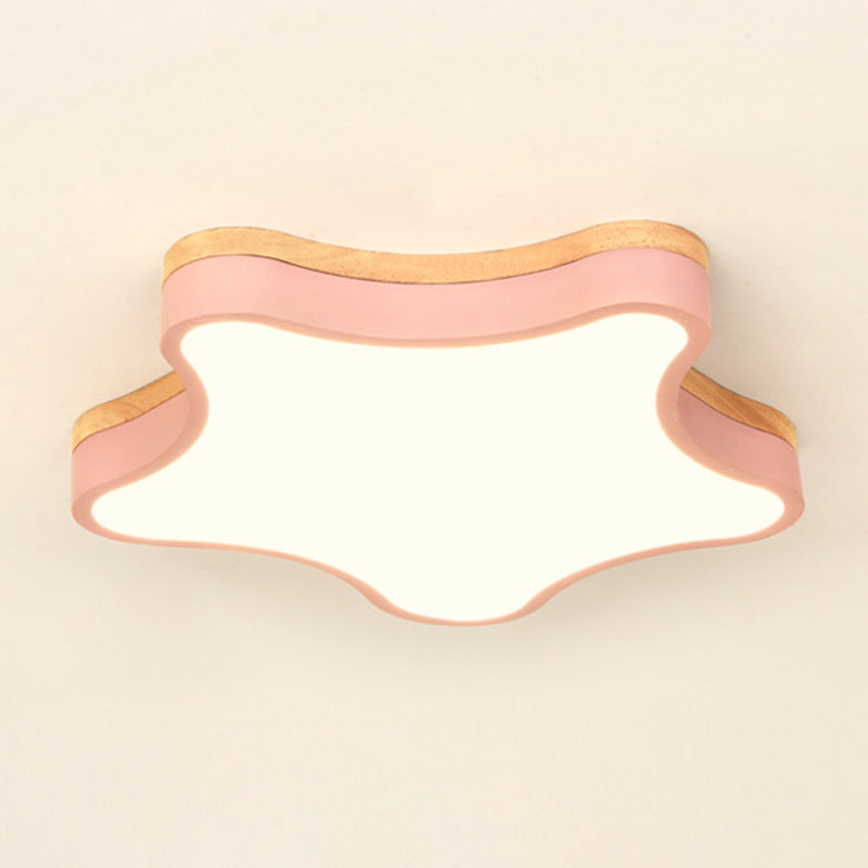 Nordic Macaron Schlafzimmer Deckenleuchte Sternform Gummi Holz Acryl Lampenschirm Kinderzimmer