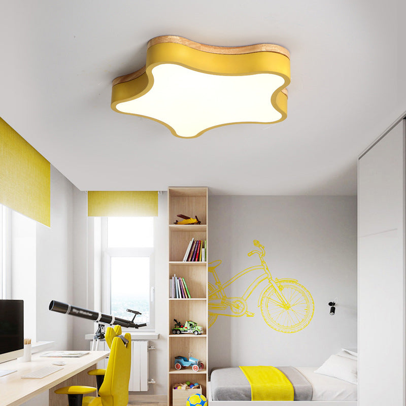 Nordic Macaron Schlafzimmer Deckenleuchte Sternform Gummi Holz Acryl Lampenschirm Kinderzimmer